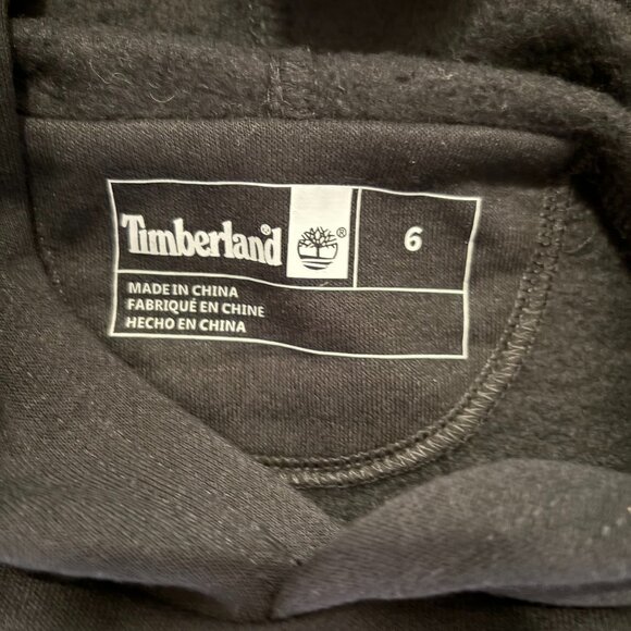 Timberland Hooded Sweatshirt Youth Size 6 Black Long Sleeve Pullover New w/o tag - Picture 2 of 3